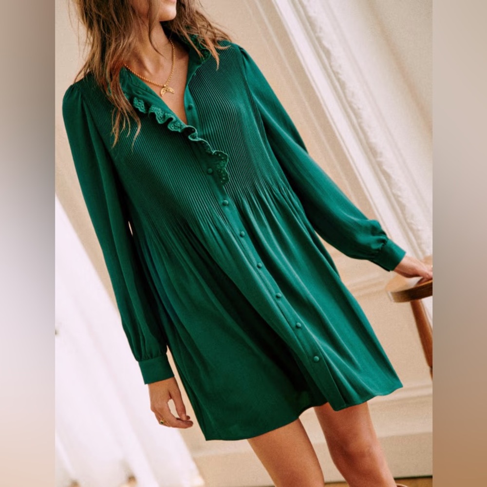 Sezane Robe Camelia Green Size 34 2 EUC